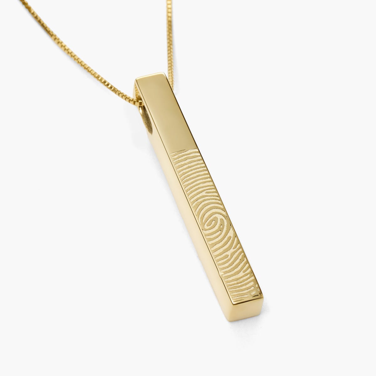 Personalized Fingerprint Vertical 3D Bar Necklace