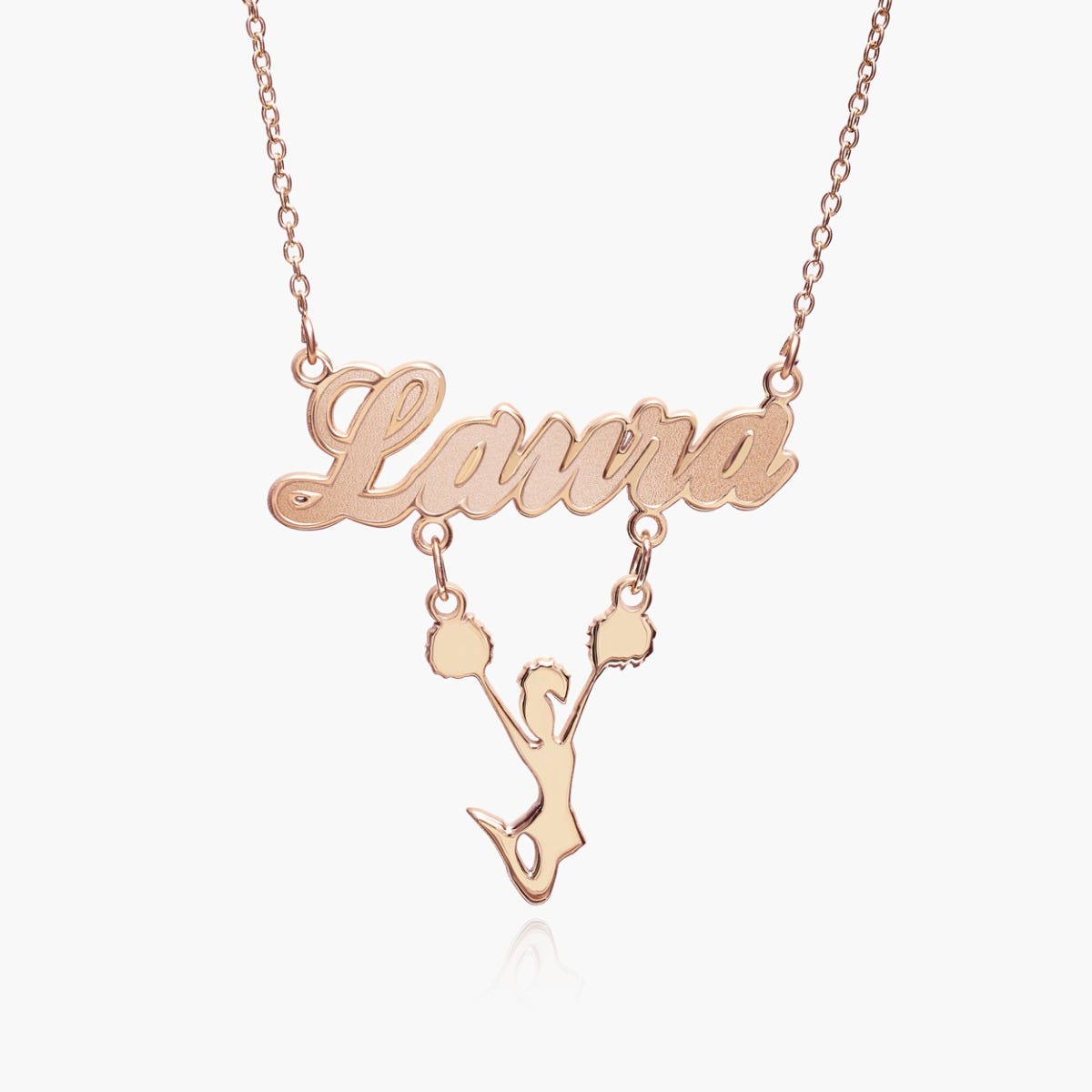 Script Name Necklace with Cheerleader Charm