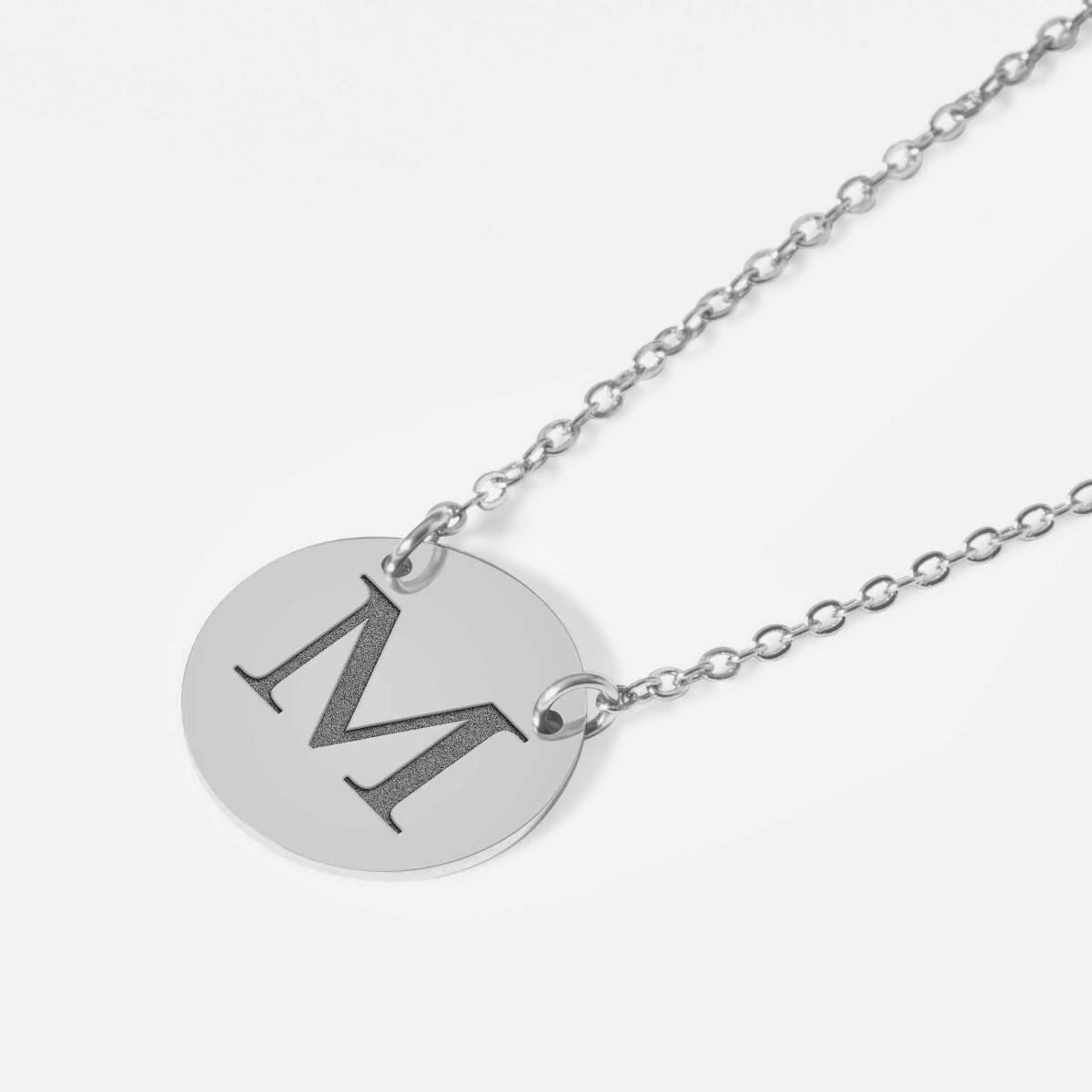 Custom Initial Stainless Steel Round Necklace