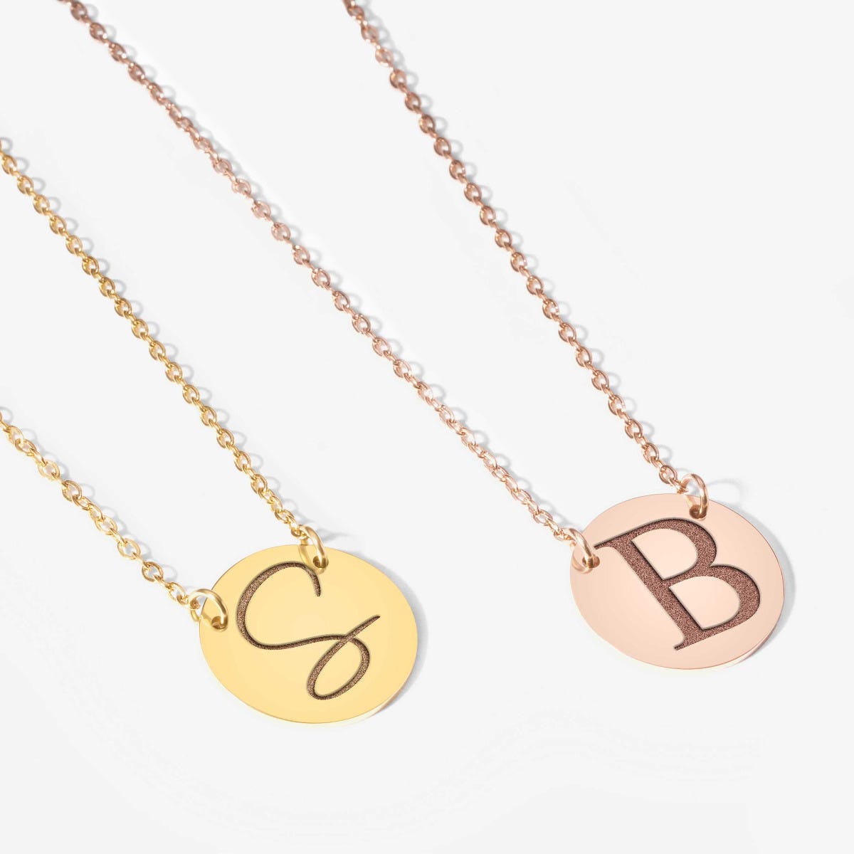 Custom Initial Stainless Steel Round Necklace