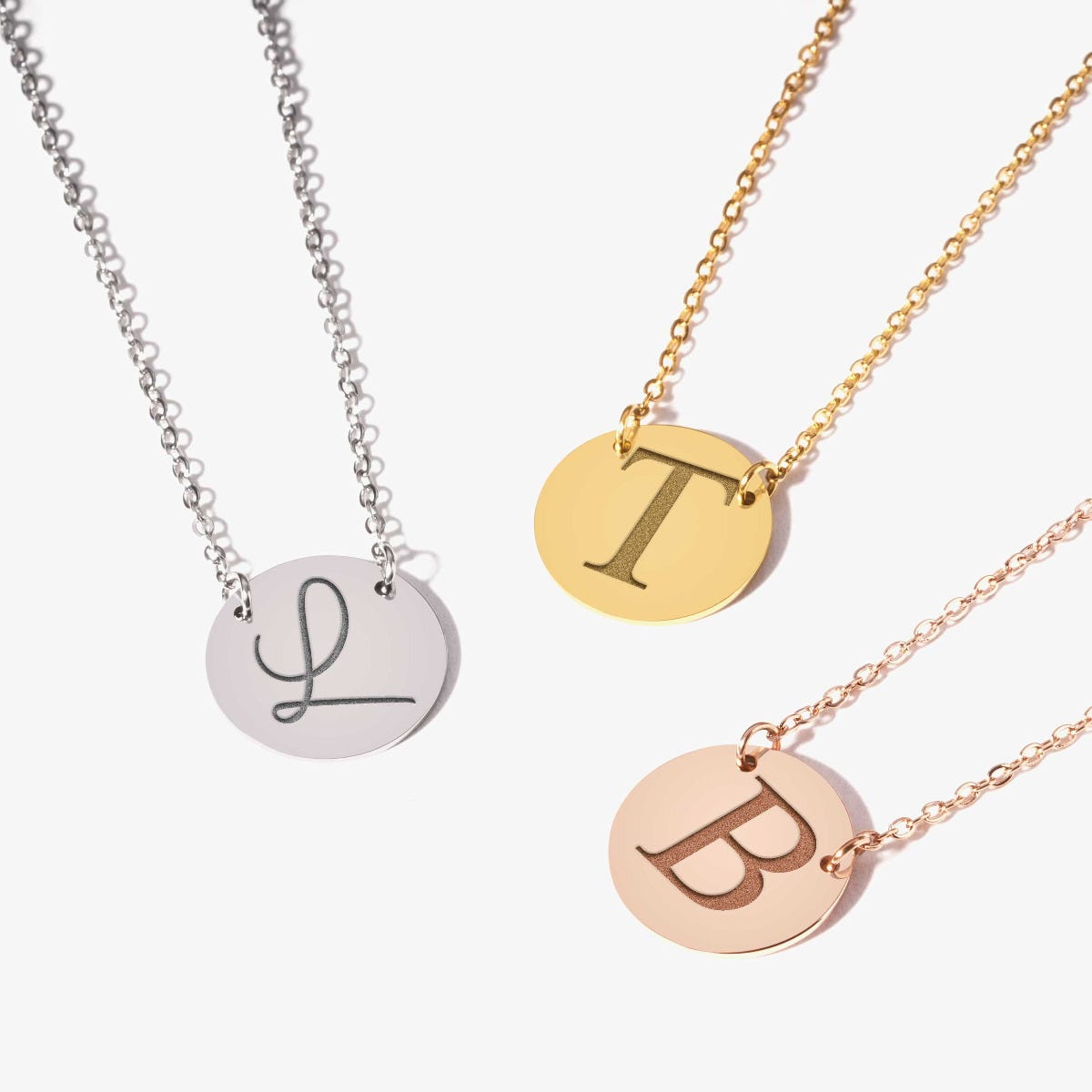 Custom Initial Stainless Steel Round Necklace