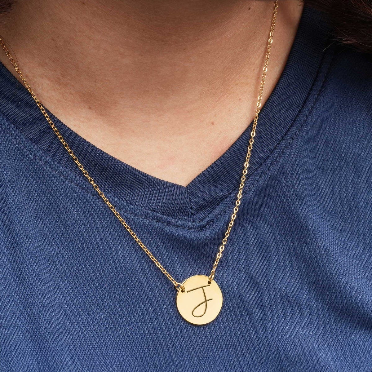 Custom Initial Stainless Steel Round Necklace