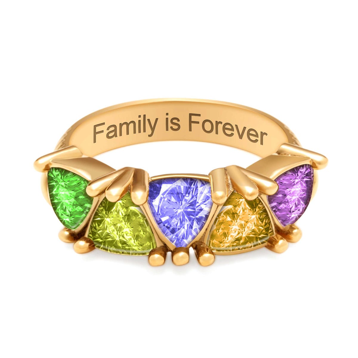 Milgrain Antiqued Mother Ring with Trillion Stones