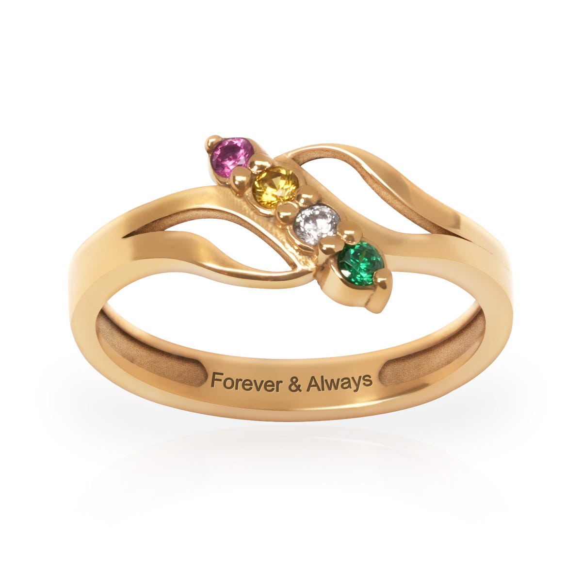 Diagonal Cutout Birthstone Ring