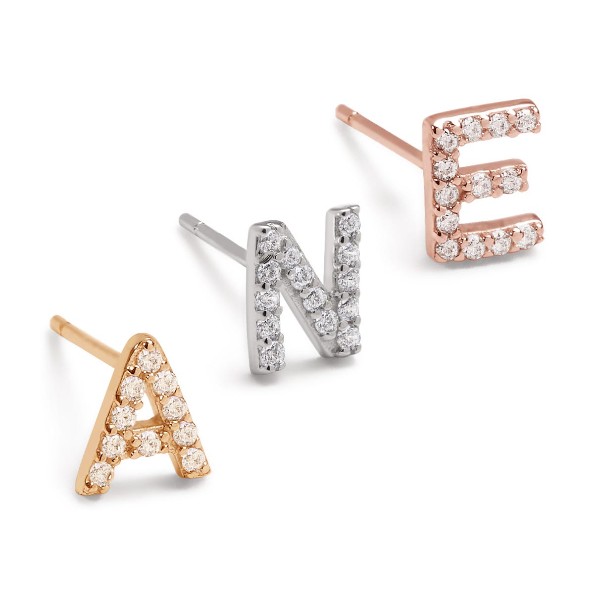 CZ Initial Earrings