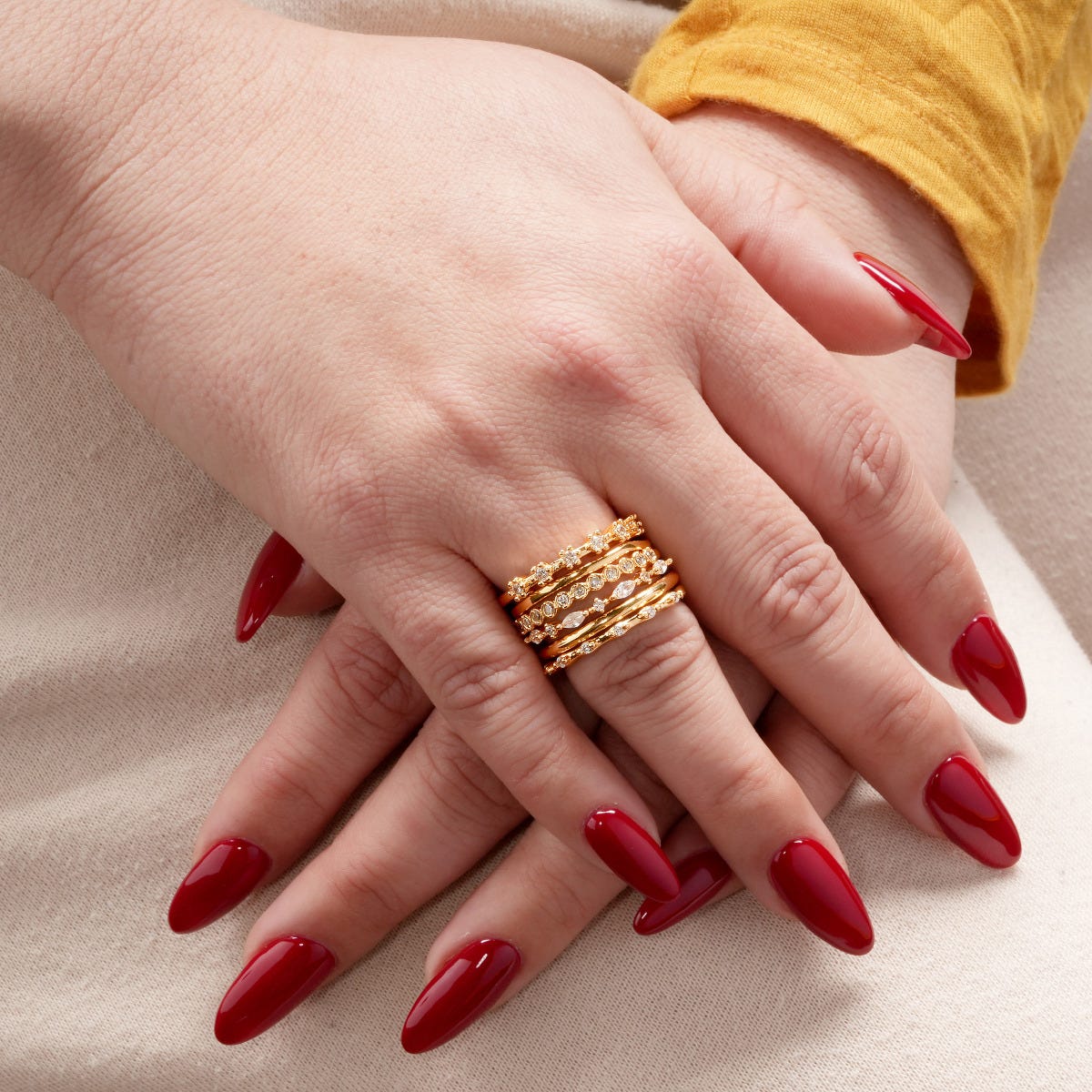 Stackable CZ Gold Tone rings
