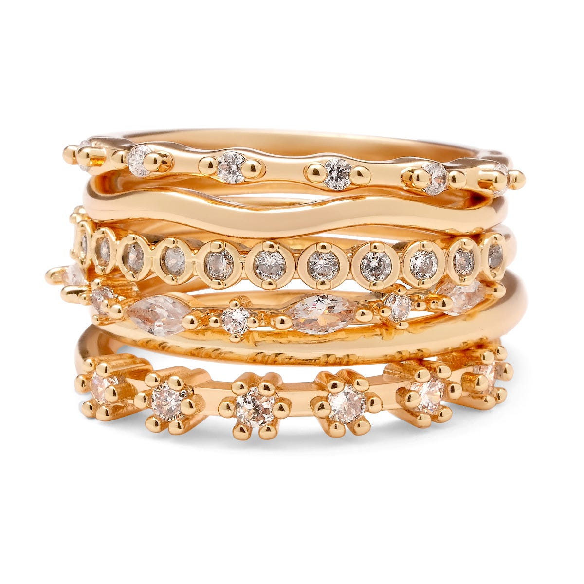 Stackable CZ Gold Tone rings