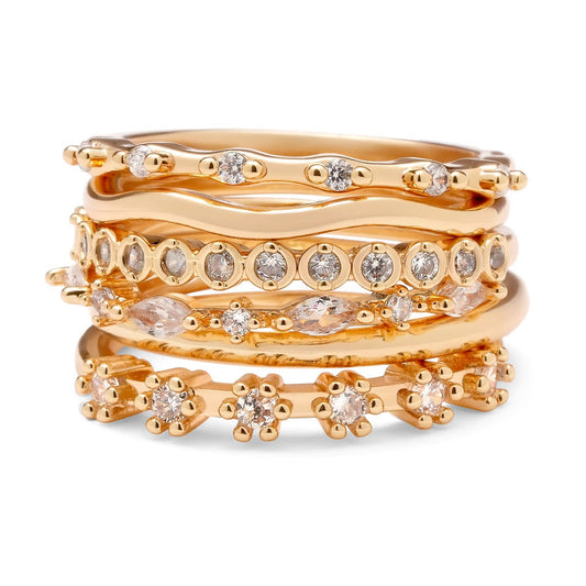 Stackable CZ Gold Tone rings