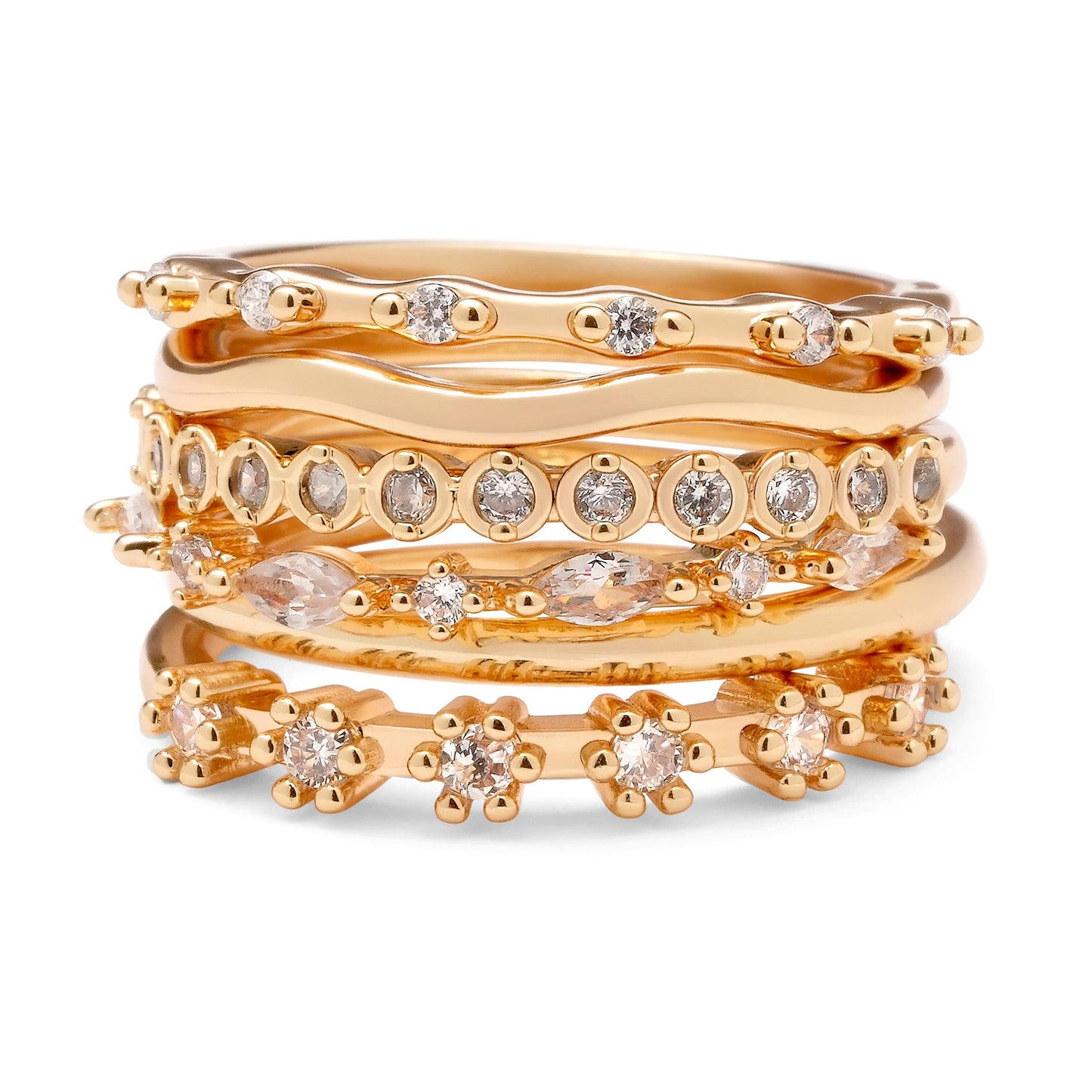 Stackable CZ Gold Tone rings