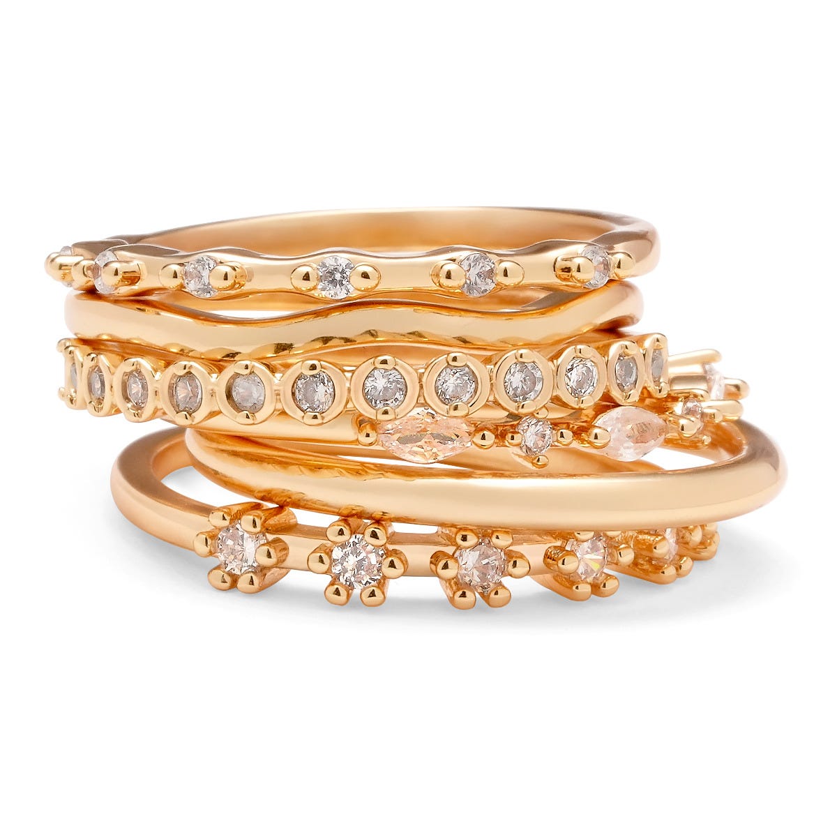 Stackable CZ Gold Tone rings