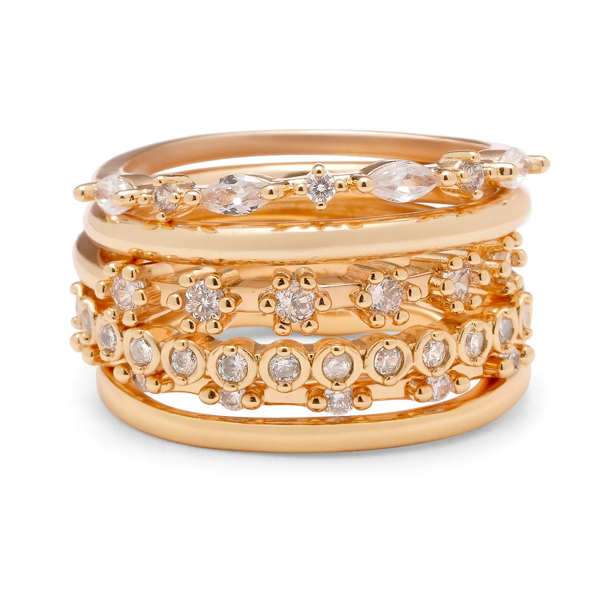 Stackable CZ Gold Tone rings