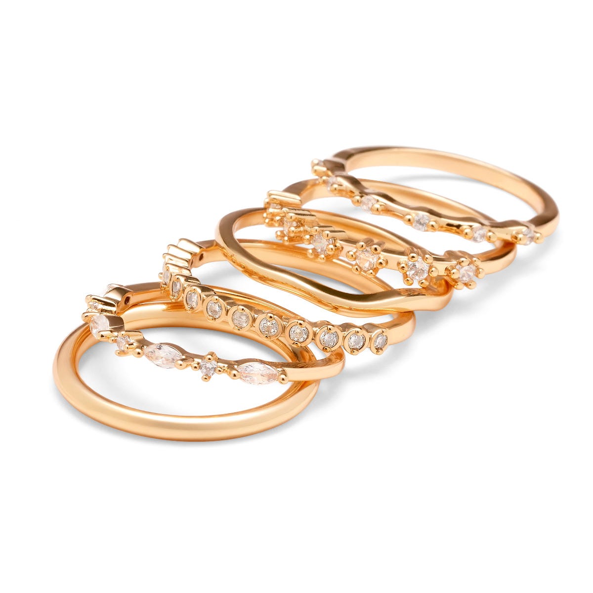 Stackable CZ Gold Tone rings