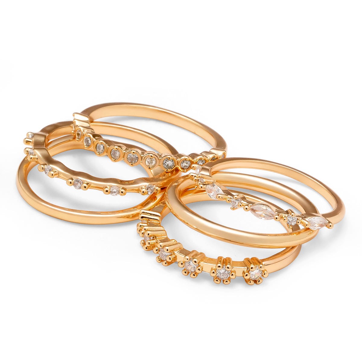 Stackable CZ Gold Tone rings