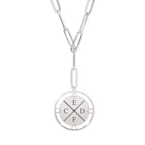 Compass Initial Paper Clip Necklace