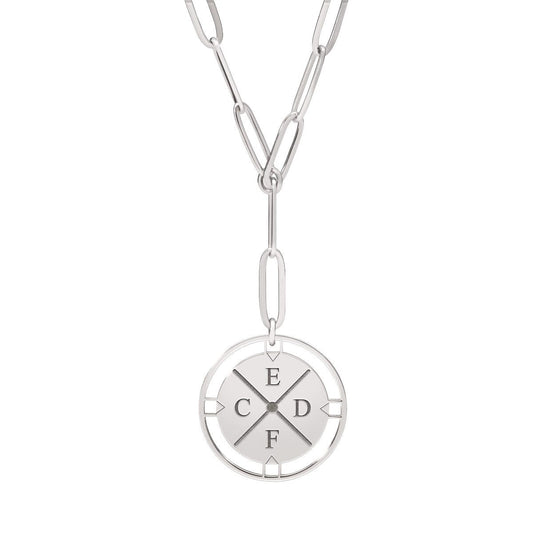Compass Initial Paper Clip Necklace
