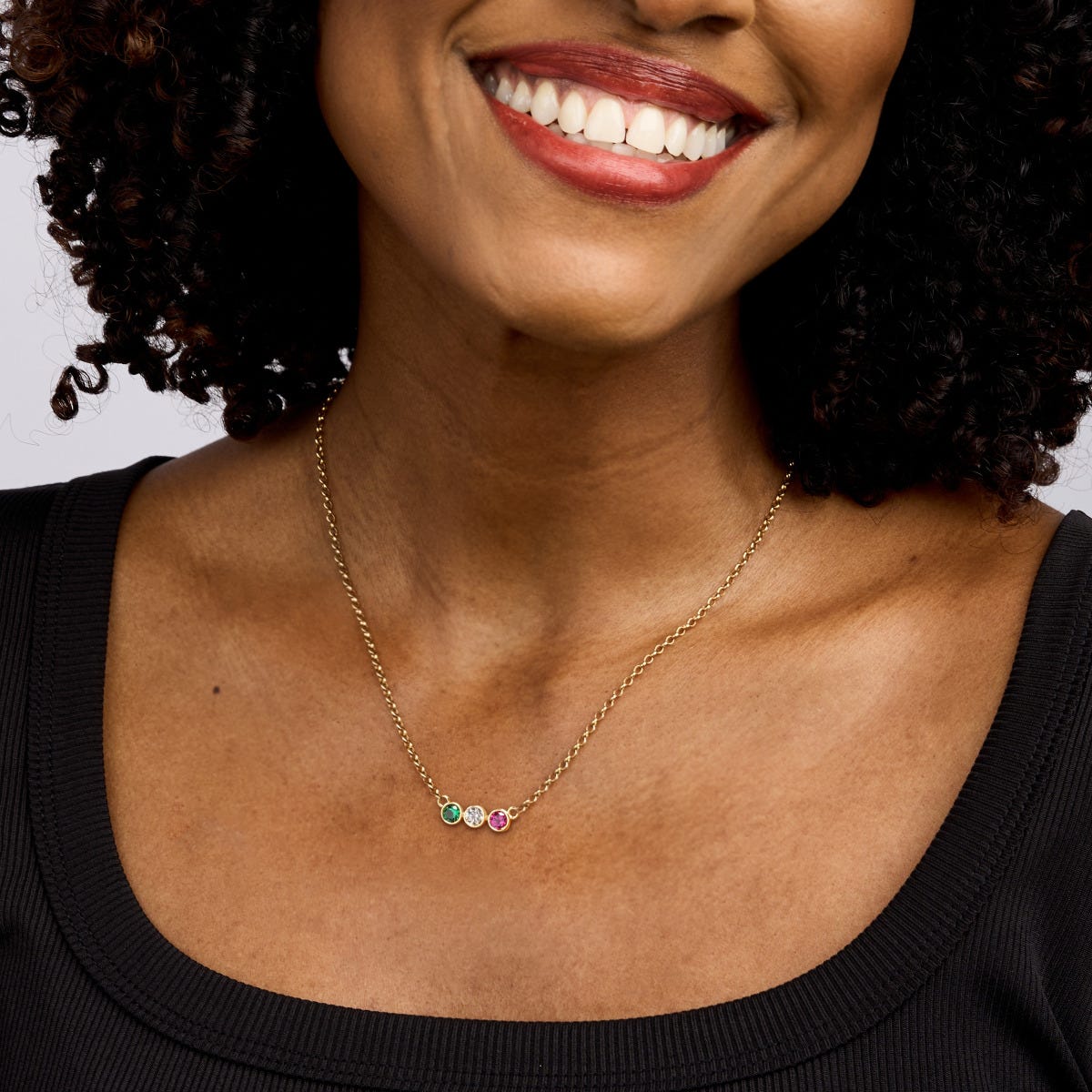 Circle Shaped Mothers Birthstone Necklace
