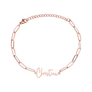 Paperclip Modern Script Anklet