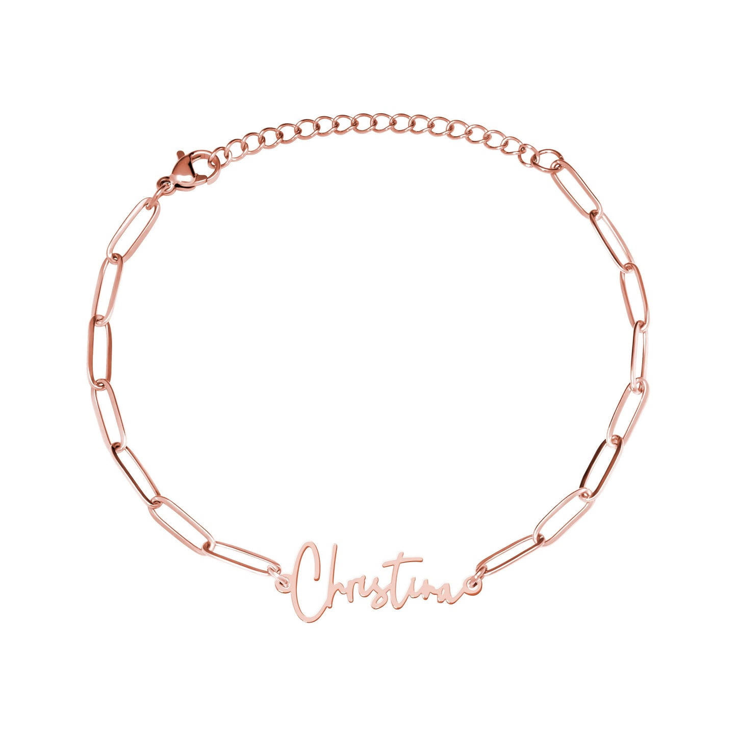 Paperclip Modern Script Anklet