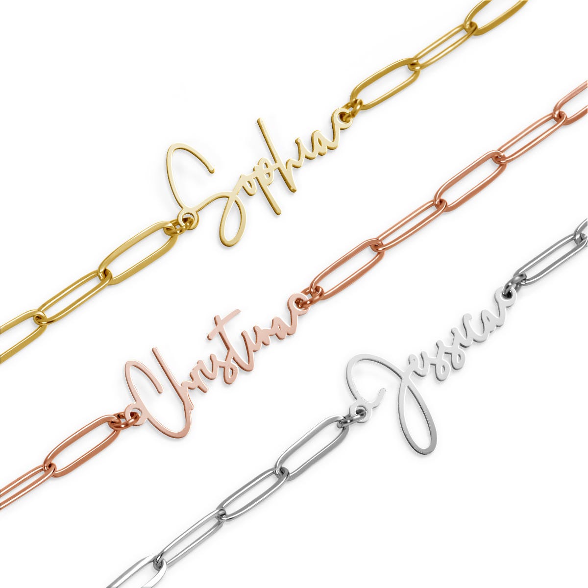 Paperclip Modern Script Anklet
