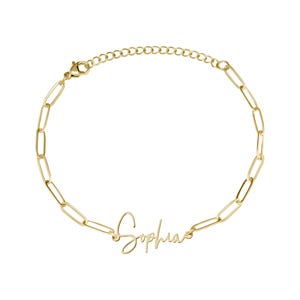 Paperclip Modern Script Anklet