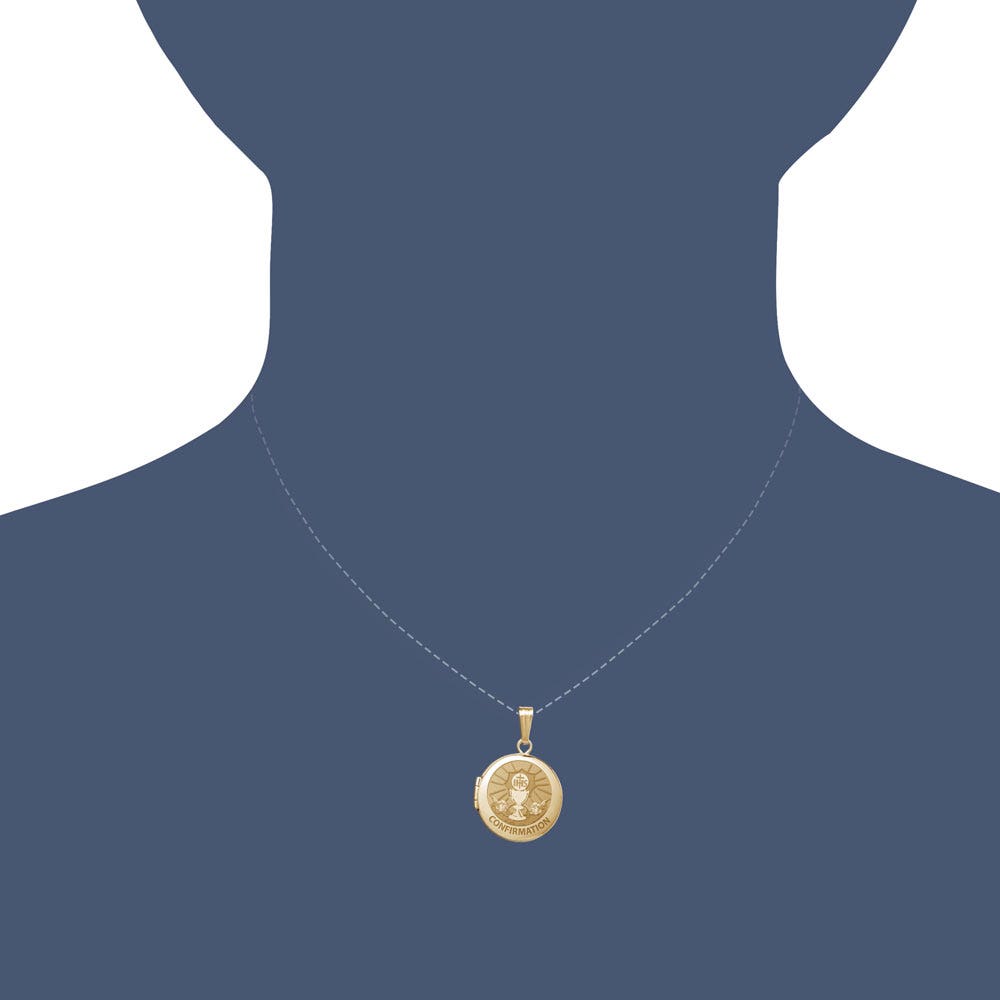 14k Yellow Gold Round "Confirmation" Chalice Locket
