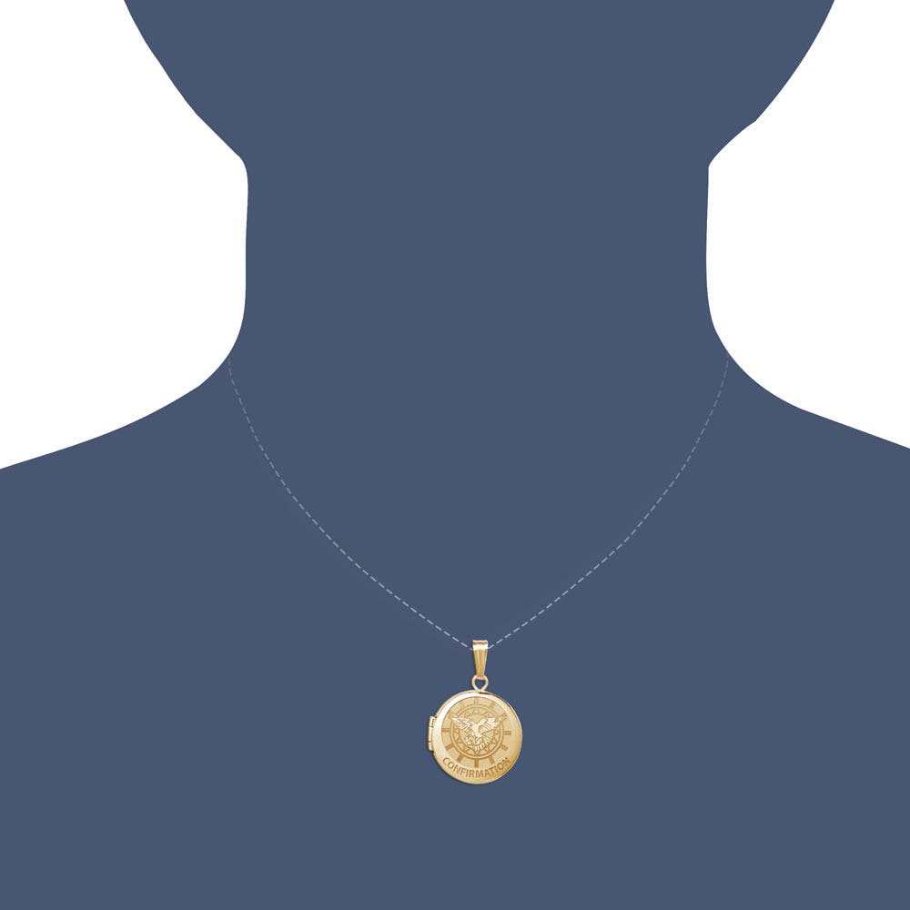 14k Yellow Gold Round "Confirmation" Holy Spirit Locket