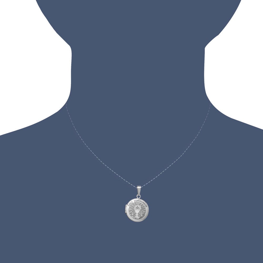Sterling Silver Round  Picture  "Holy Communion" Locket