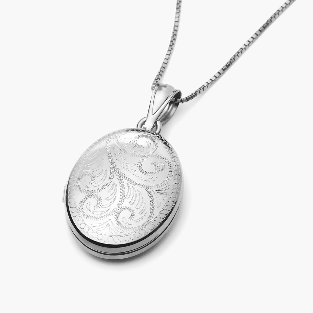 Sterling Silver Floral Oval Photo Locket
