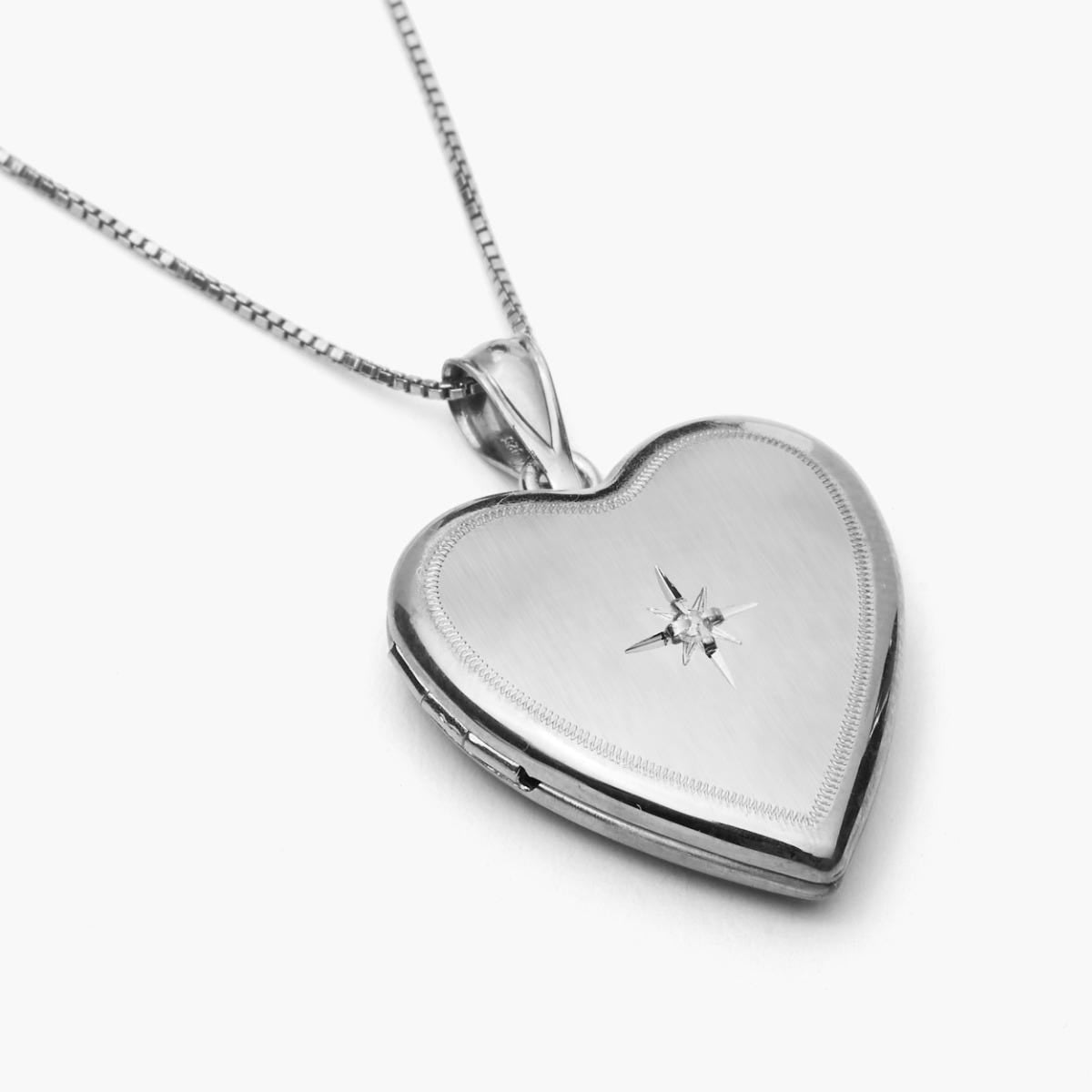 Sterling Silver Diamond Heart Photo Locket