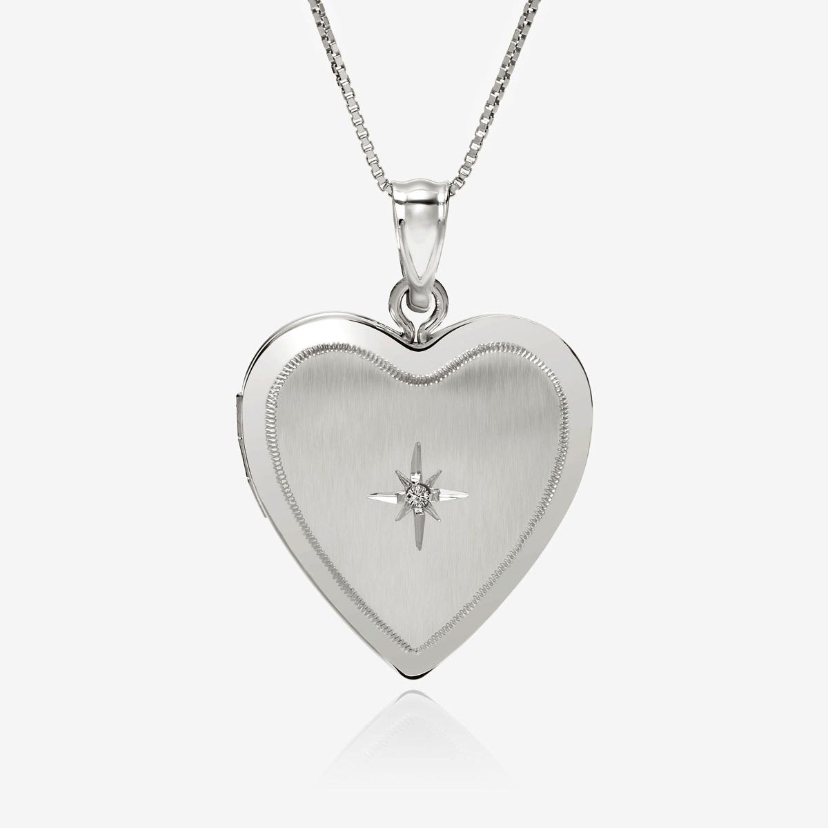 Sterling Silver Diamond Heart Photo Locket
