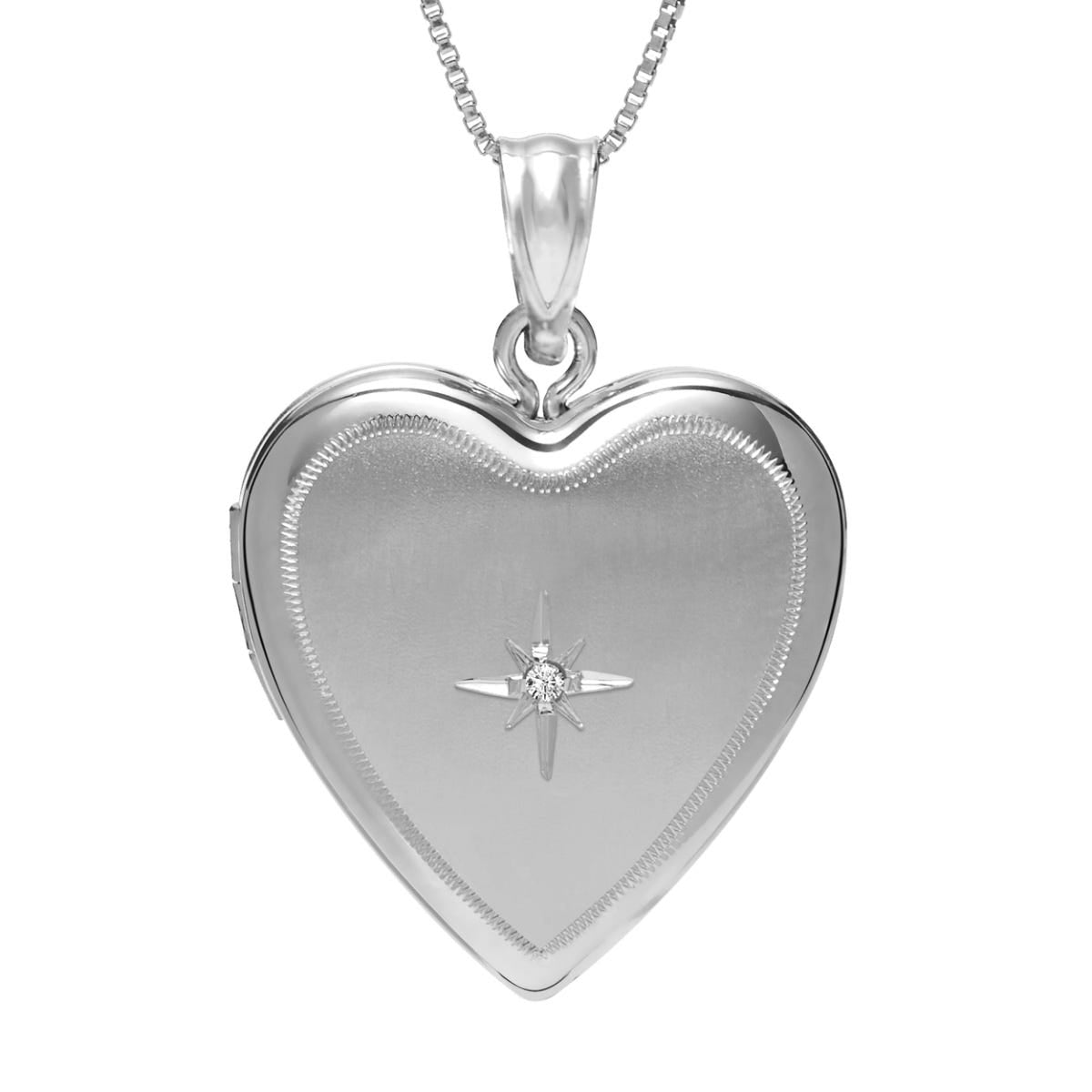 Sterling Silver Diamond Heart Photo Locket