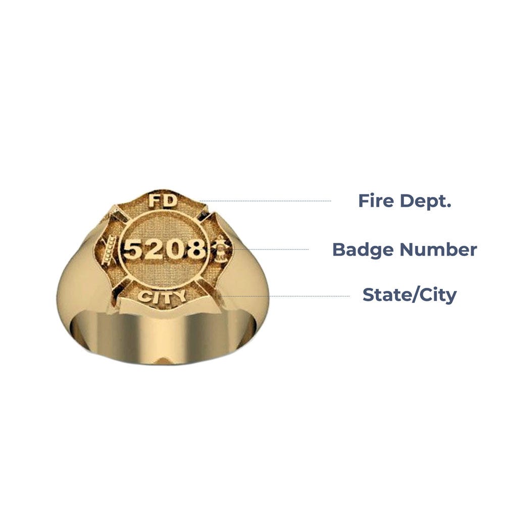 Personalized Firefigher Badge Ring