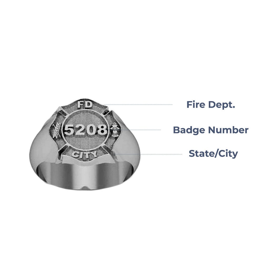 Personalized Firefigher Badge Ring