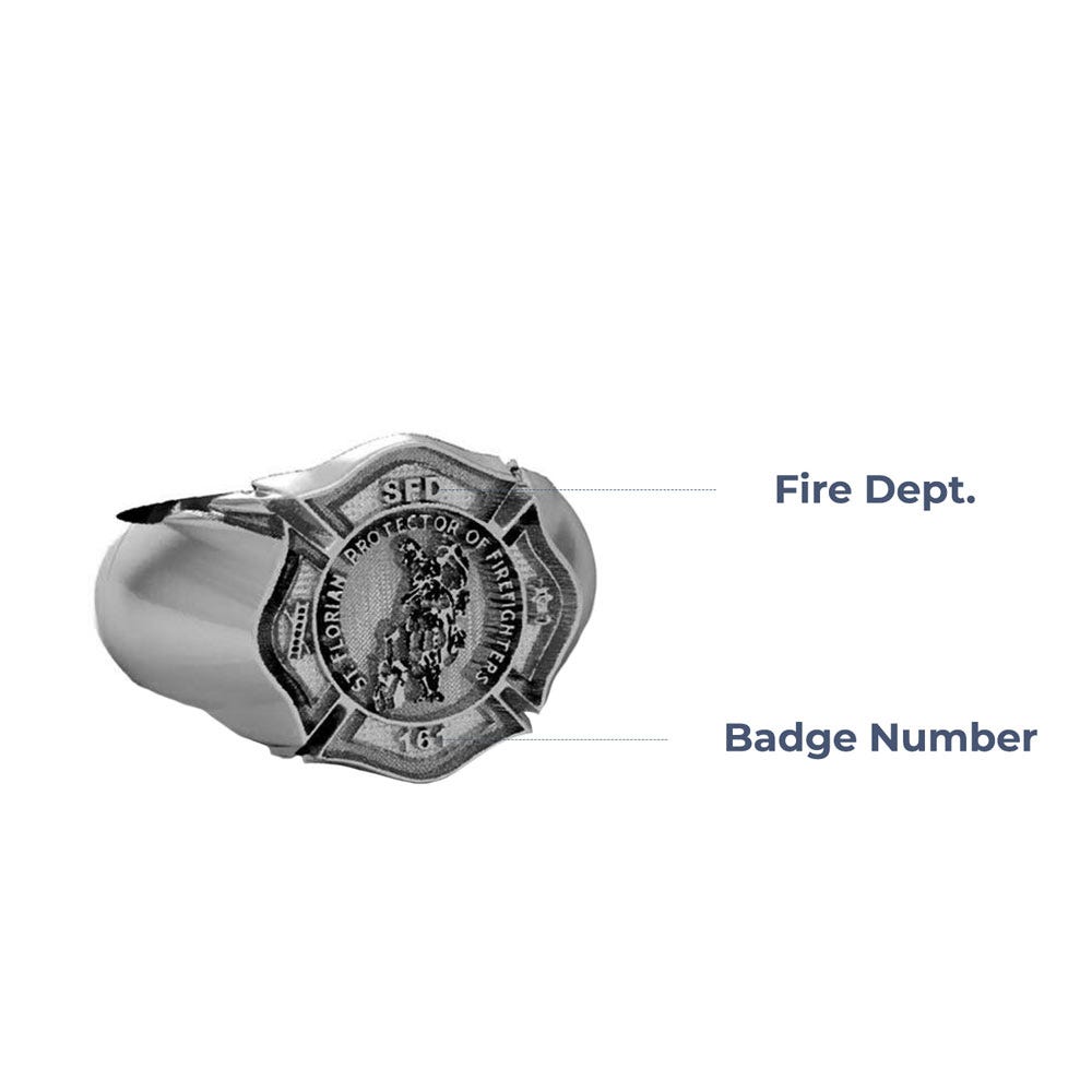 Personalized Saint Florian Firefigher Badge Ring