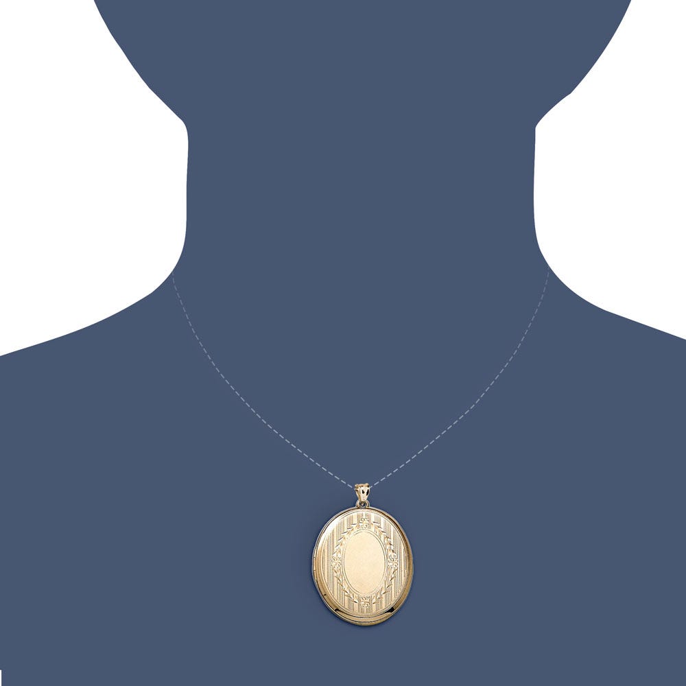 Solid 14k Yellow Gold Large Oval Photo Locket