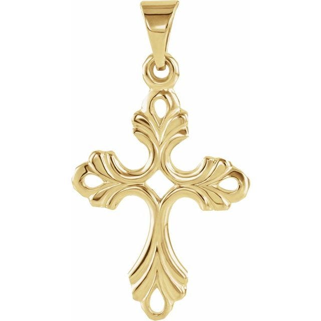 14K Yellow Gold CROSS PENDANT W/DESIGN