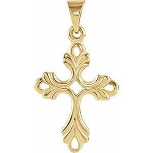 14K Yellow Gold CROSS PENDANT W/DESIGN