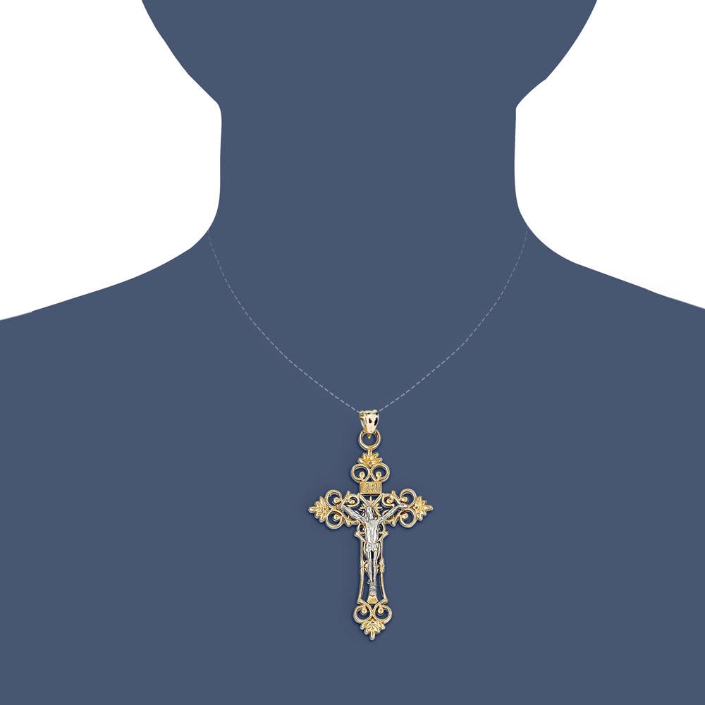 TWO TONE CRUCIFIX PENDANT