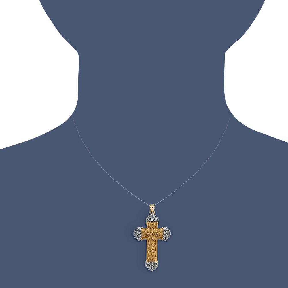 14K Two-Tone Gold CROSS PENDANT