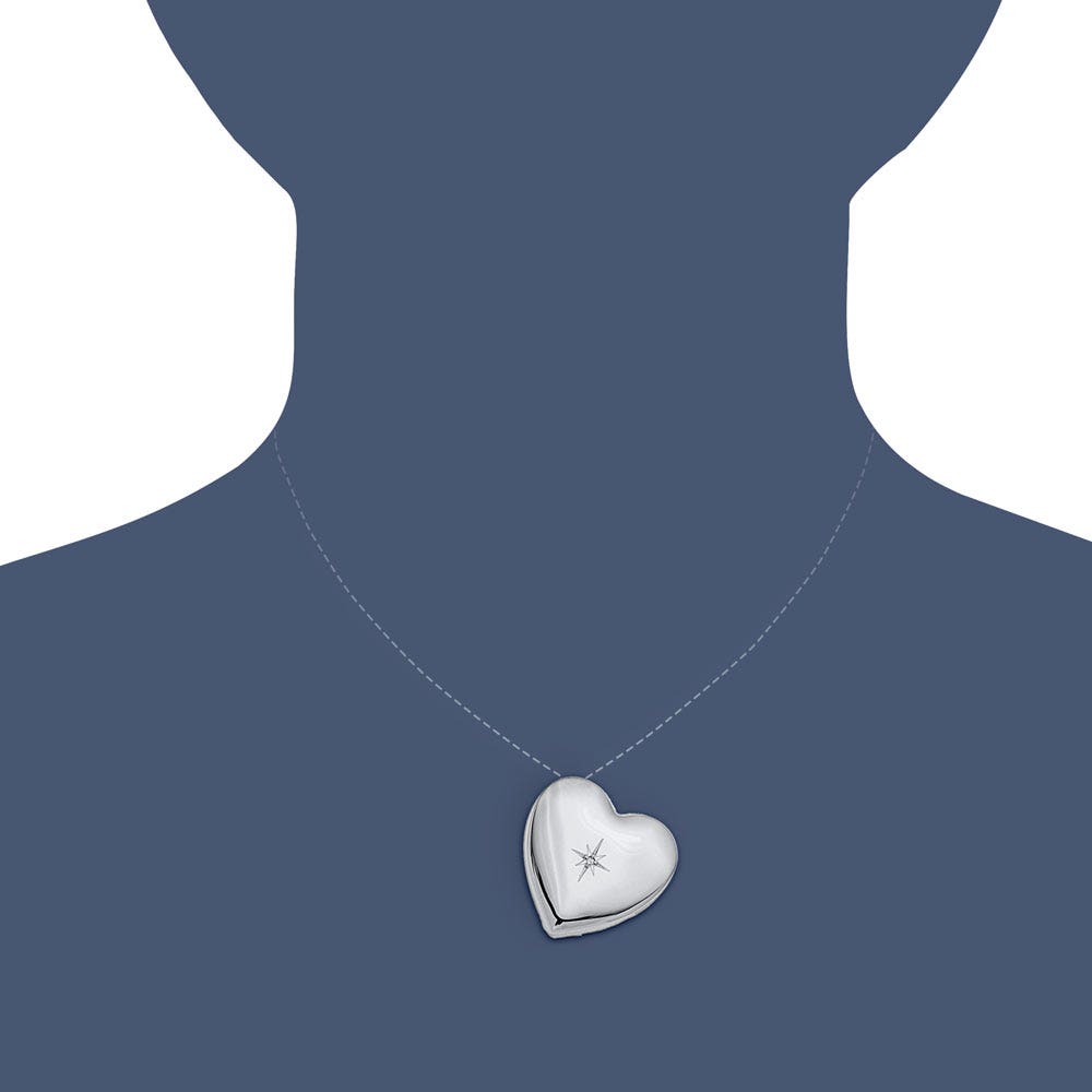 Sterling Silver Sideways Cubic Zirconia Heart Photo Locket