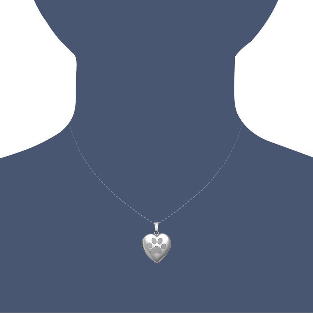 Dog's Paw Print Heart Picture Locket