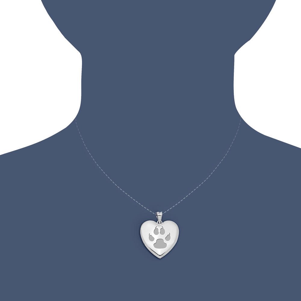 Cat's Paw Print Heart Picture Locket