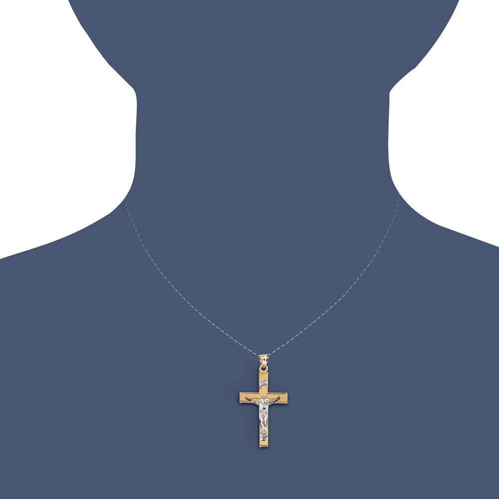 14K Two-Tone Gold CRUCIFIX PENDANT