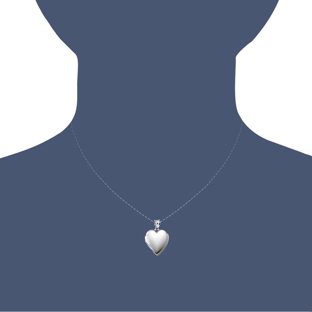 14k White Gold Cross Heart Photo Locket with Diamond