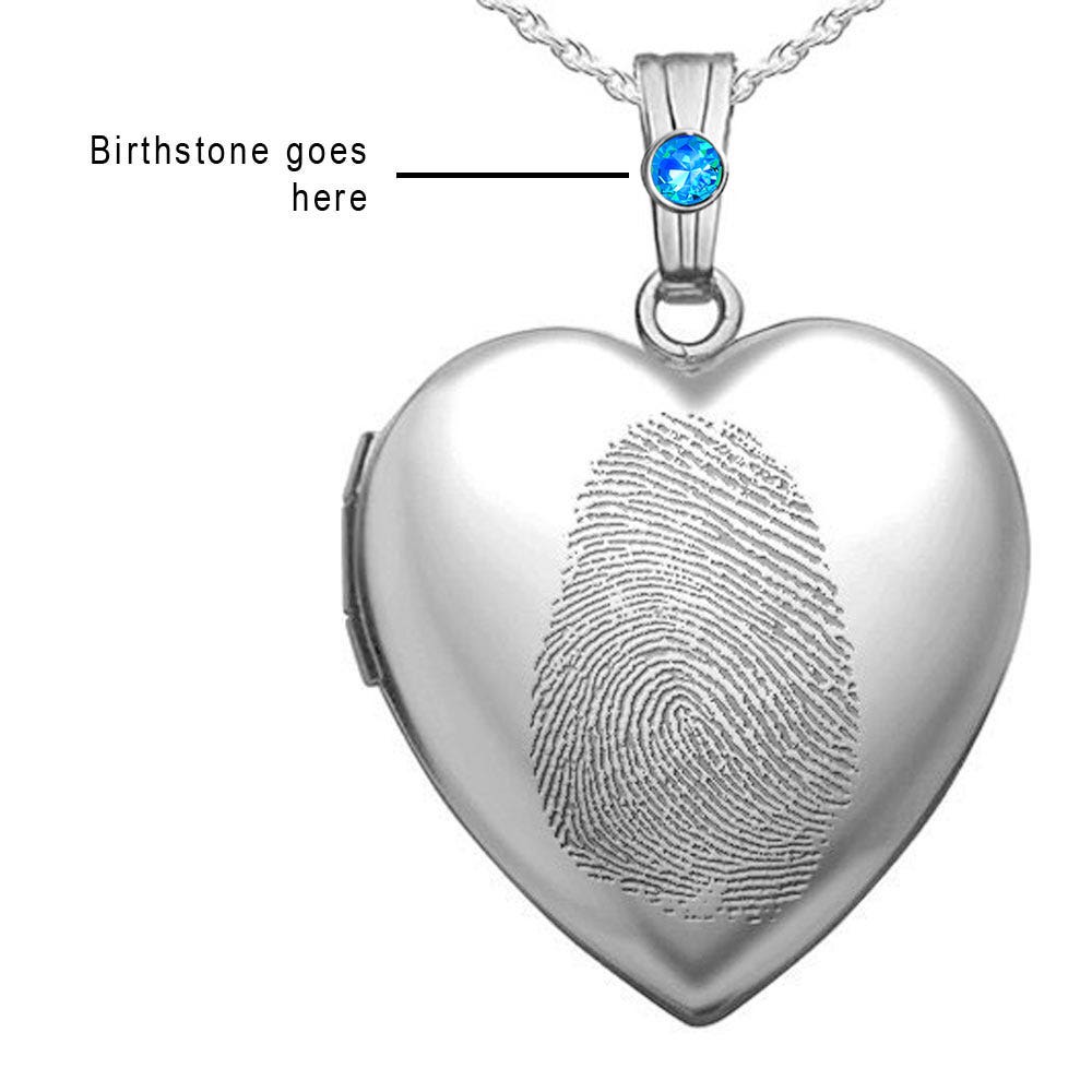 Sterling Silver Fingerprint Heart Photo Locket