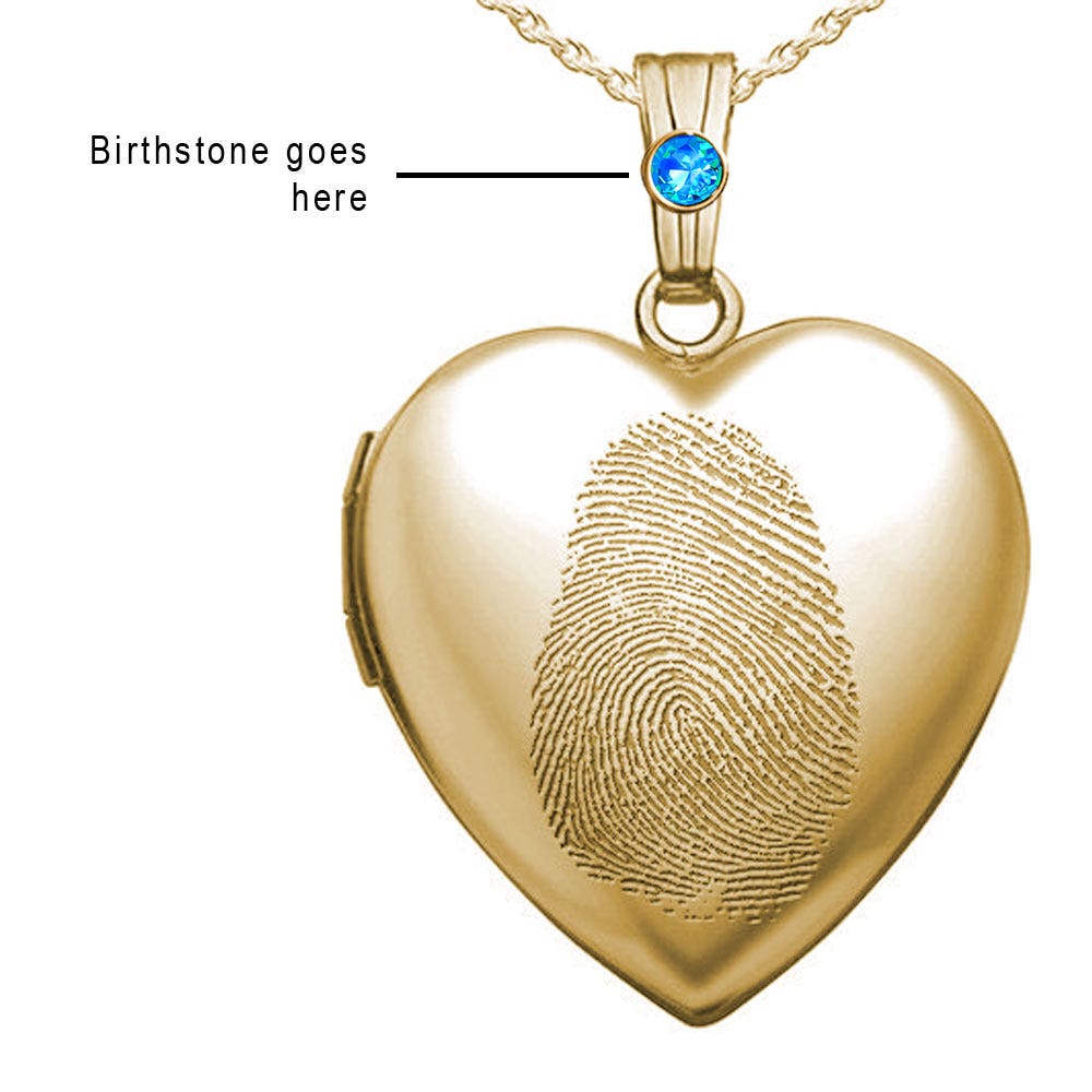 Sterling Silver Fingerprint Heart Photo Locket