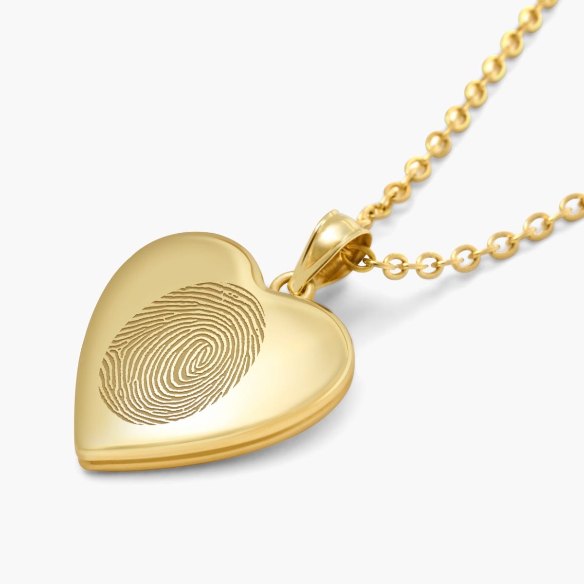 Yellow Gold Fingerprint Heart Locket
