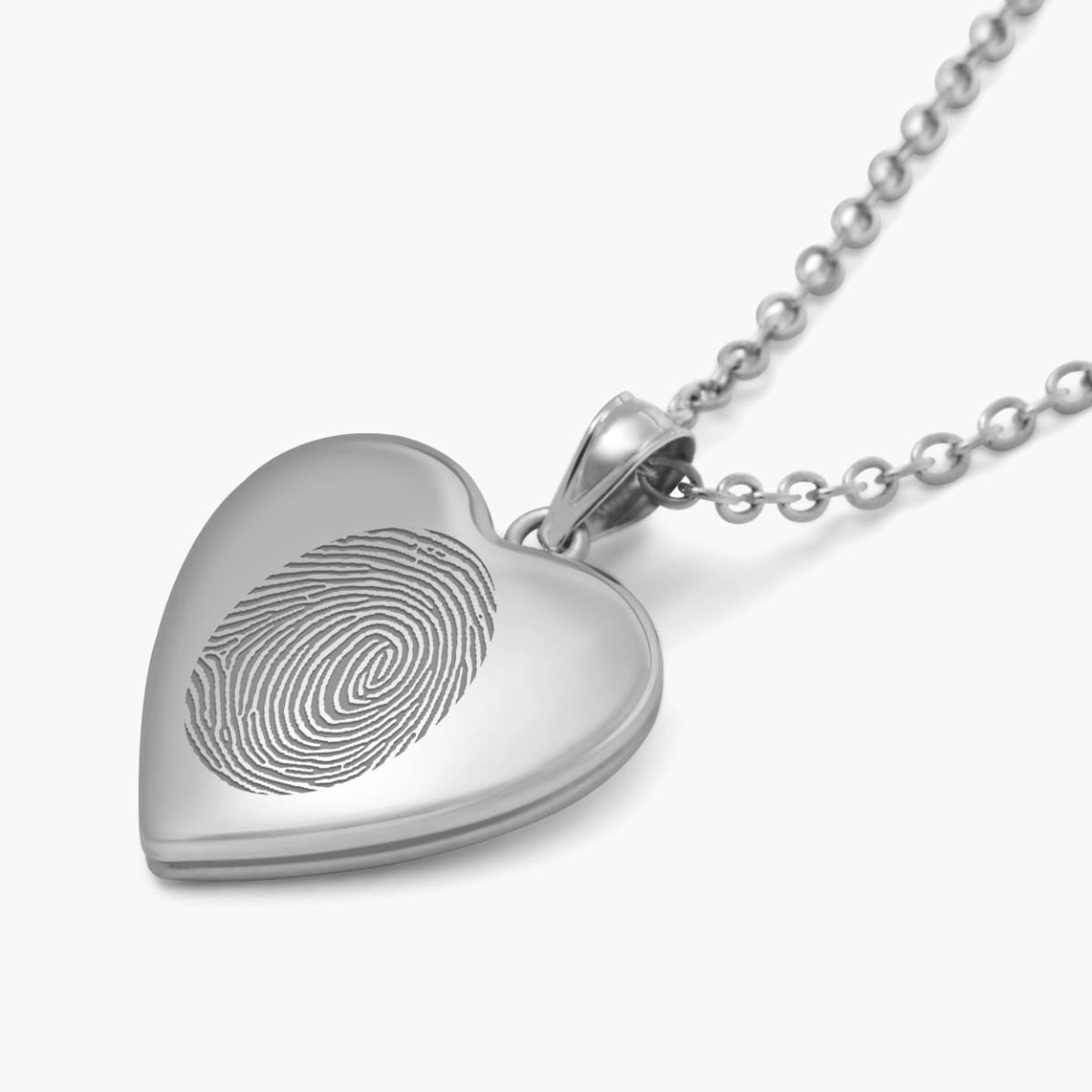 Sterling Silver Fingerprint Heart Photo Locket