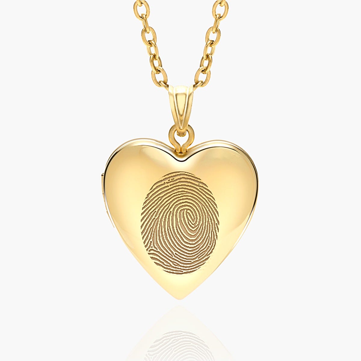Yellow Gold Fingerprint Heart Locket
