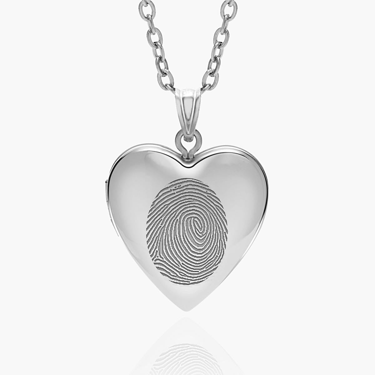 Sterling Silver Fingerprint Heart Photo Locket